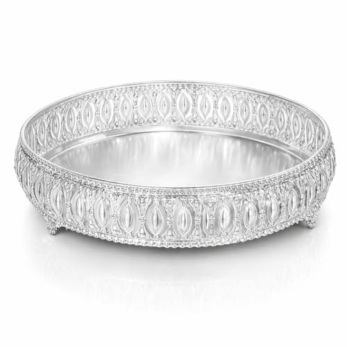 German Silver Tray 8 Inch Premium Decorative Serving Tray | Pooja Thali for Home Decor | Ideal for Diwali Gift & Festive Use