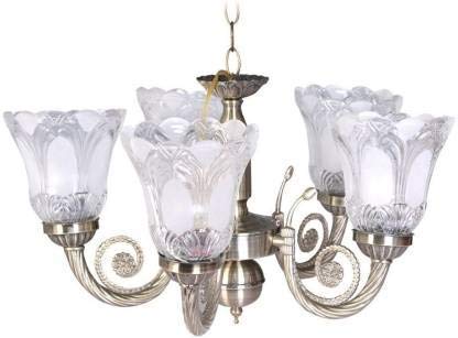 Vansh Traders Antique Design Brass Five 5 Lamp Chandelier Jhoomer, Pendant, Ceiling Light Lamp Golden and Brown