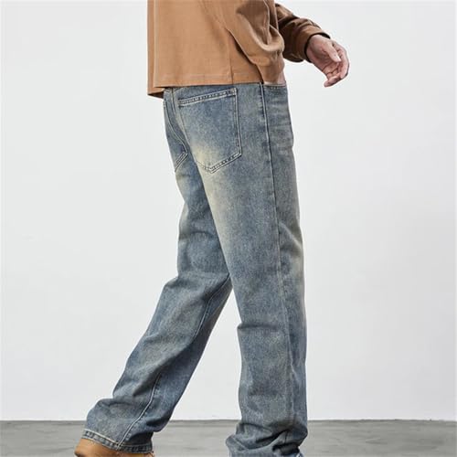 Men's Retro Washed Baggy Jeans Y2K Style Loose Fit Wide Leg Streetwear Straight Denim Trousers4