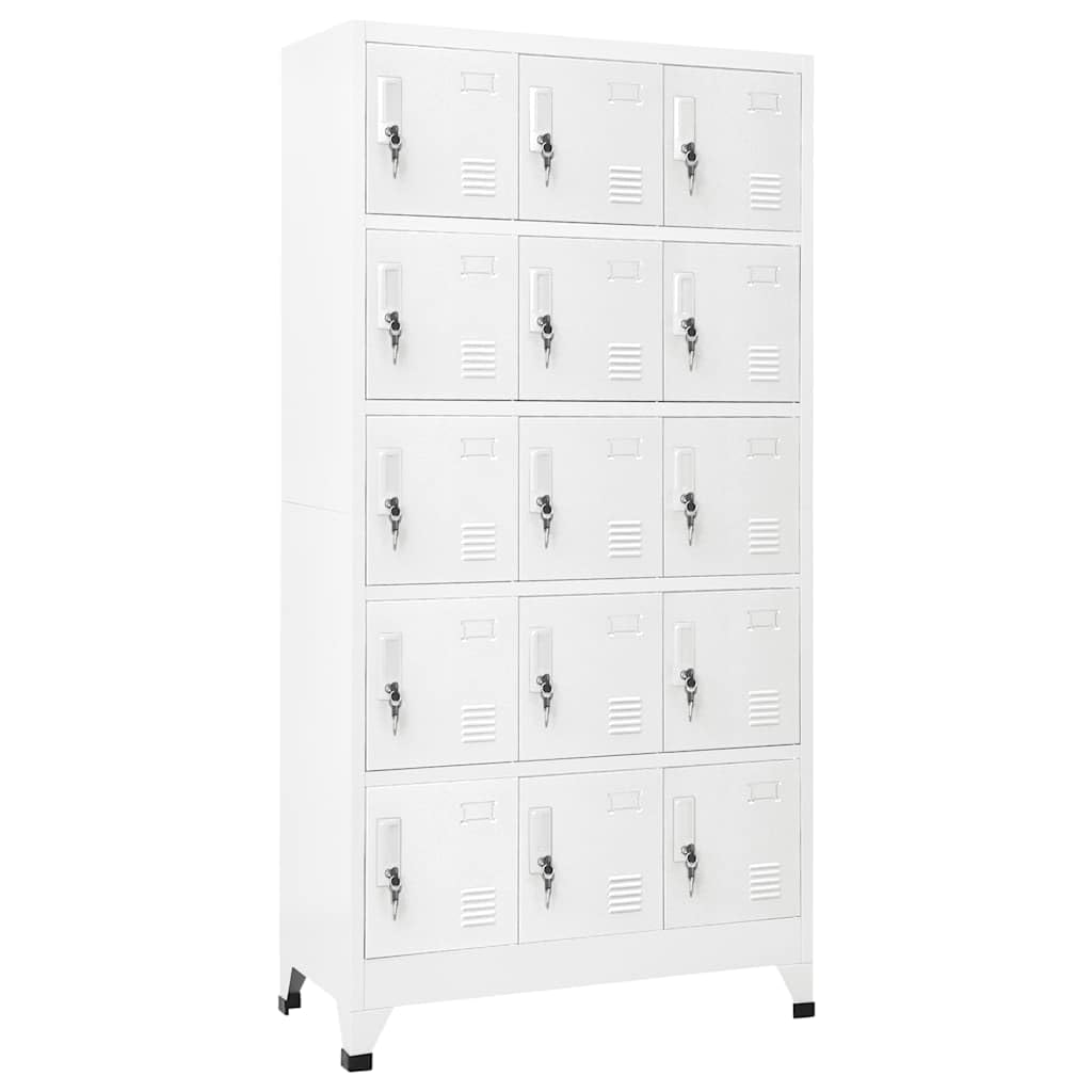 Armadio in metallo con 15 scomparti, 90 x 40 x 180 cm, grigio