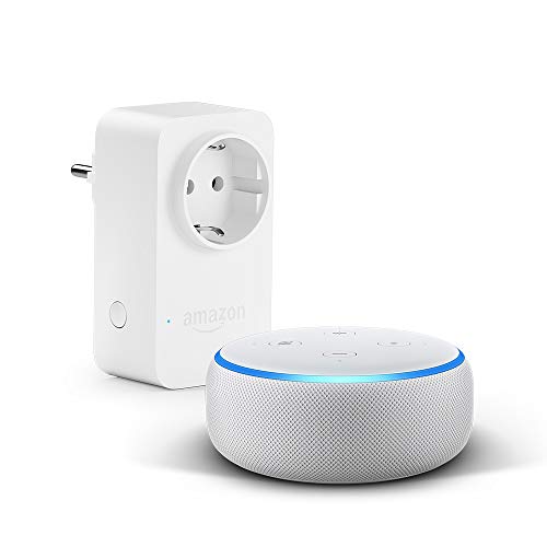 Echo Dot (3ème génération), Tissu sable + Amazon Smart Plug (Prise connectée...