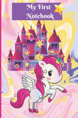 My First Notebook - For Kids Ages 4 - 8 - Nice Little Book with Unicorn Castle Stars on Pink Purple Marble Background - Personal Diary - Note Taking ... to Carry Around - Awesome Birthday Gift ! image 2