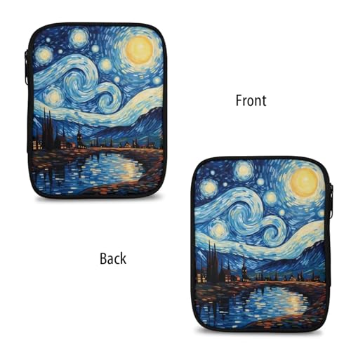 Image of Hudotybom Crochet Hook Case Starry Night Crochet Hook Holder Portable Crochet Hook Storage Bag with Web Pockets Suitable for Crochet Needles /Knitting Accessories