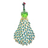 UKCOCO Joyero de Pavo Real Esmaltado y Pintado a Mano con Gemas de Imitación, Caja Pequeña para Anillos y Pendientes, Color Verde, Centro de Mesa Decorativo para Obsequio de Mujer y