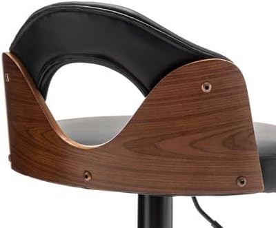 Vista 6 de Juego de 2 taburetes de bar giratorios de piel sintética modernos de mediados de siglo, sillas de bar ajustables con respaldo bajo para taburete