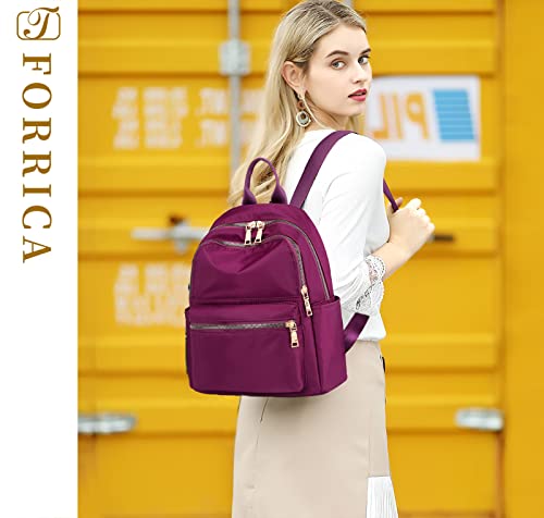 FORRICA Womens Backpack Casual Daypack Oxford Cloth Girls School Bags Waterproof Rucksack Lightweight Travel Backpack Purple L - Image 3