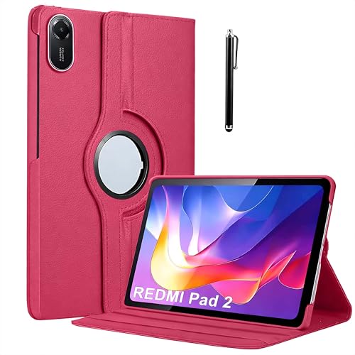 Image of ProElite Cover for Xiaomi Redmi Pad 2 11 inch Case Cover, 360 Rotatable Smart Flip Case Cover for Xiaomi Redmi Pad 2 11 inch Tablet with Stylus Pen, Hot Pink