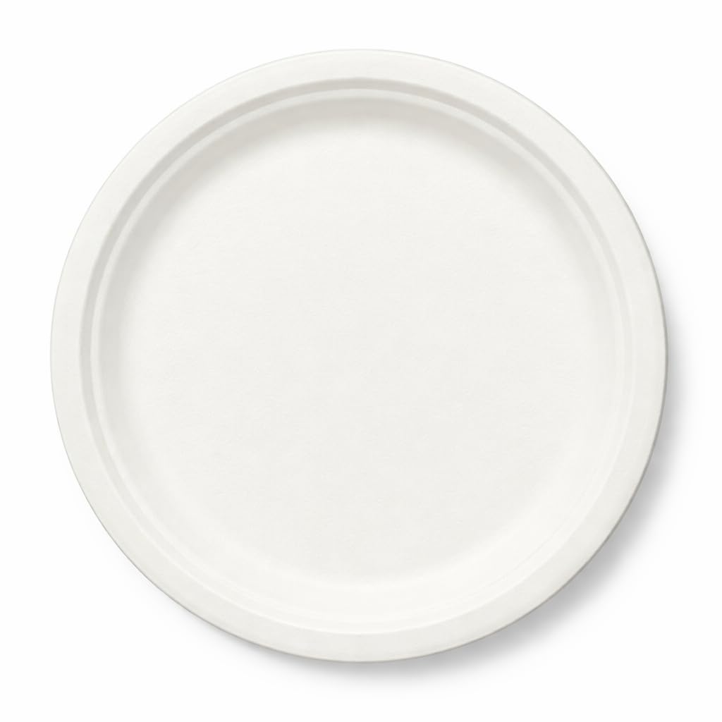 Greenplatter Bagasse Heavy Duty Round Plates (Pack of 50) - Compostable Sugarcane Disposable Dinner Dishes, Heavy Duty, Microwave & Freezer Safe, Ideal for Parties (10 inch)