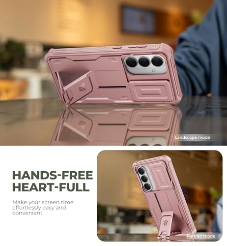 Image of Dexnor for Samsung Galaxy S26+ Plus Case with Upgraded Slide Camera Cover & 2 Front Frames & Built-in Screen Protector & Kickstand, Heavy-Duty Rugged Case Full-Body Protective Cover(2026),Peony Pink