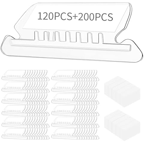 Hanging File Folder Tabs, 120 Pcs File Folder Tabs and 200 Pcs Inserts, File Tabs for Hanging Folders, Plastic Hanging Folder Tabs, Clear Hanging File Tabs for File Folders Cover