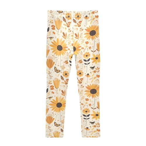 KLL Autumn Sunflowers and Butterflies Toddler Girl Basic Leggings Casual High Waisted Yoga Pants Exercise2