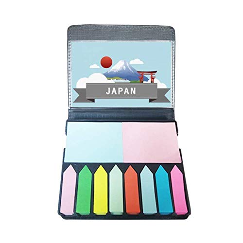 Autocollant Japon note de couleur avec motif Mount Red Sun et temple pour marque-page de lecture