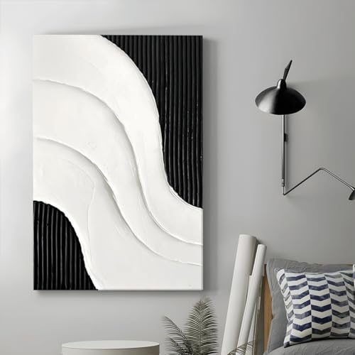 Décoration murale sans cadre toile abstraite noire et blanche