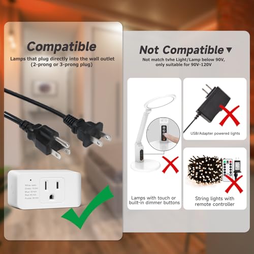 Image of Indoor Dimmer for String Lights, Remote Control Light Dimmer Plug in | Dimmer Plug With Remote & Timer,2 and 3 Prong Adapter, 100FT Range for Dimmable LED /Tungsten Bulb /Patio Lights /Table Lamp