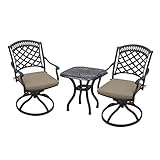 Darlee Sedona 3 Piece Cast Aluminum Patio Bistro Set with Swivel Rockers - Antique Bronze