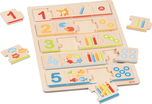 Goki - 57344 - Puzzle en Bois pour Apprendre à Compter, 20 pièces