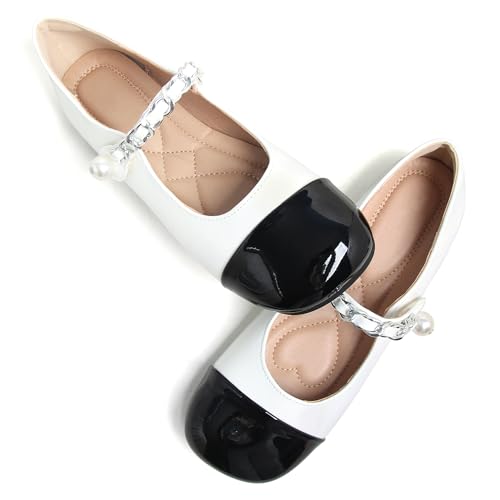 Dear Time Women's Round Toe Ballets with Strap Flats Fashion Mary Jane Shoes Office Flats3