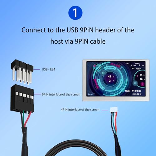 Image of VSDISPLAY 5'' LCD Monitor 800x480 LCD Monitor Temp CPU GPU RAM Display,Silver