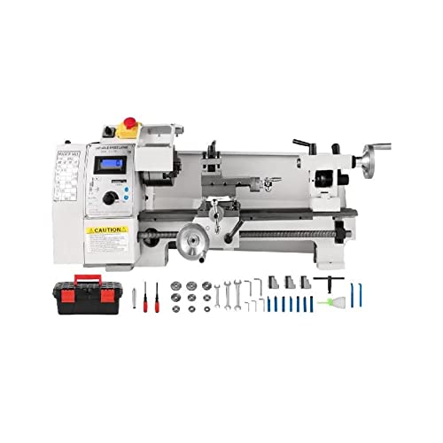 Mini máquina de torno de Metal (210 * 350 Mm) 650 W de velocidad Variable for bricolaje Metal trabajo torneado perforación roscado fresado,Seguro de seguridad