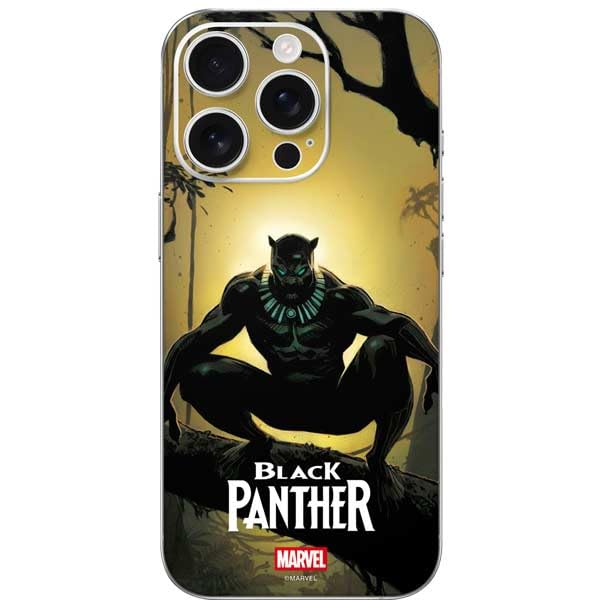 Skinit Decal Phone Skin Compatible with iPhone 16 Pro - Officially Licensed Marvel Black Panther TChalla King of Wakanda Design