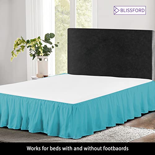 Ruffled Bed Skirt With Split Corners - Twin, Aqua, 18 Inch Drop Cotton Blend Bedskirt (Available In And 16 Colors) - Blissford Dust Ruffle. #TOP2