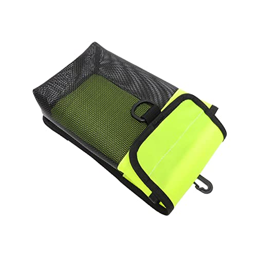 UGPLM Scuba Diving Gear Storage Bag, Nylon Dive Bag Mesh Pocket, Finger Spool Reel Pouch with Swivel Clip, Fluorescent Yellow, Small Mesh