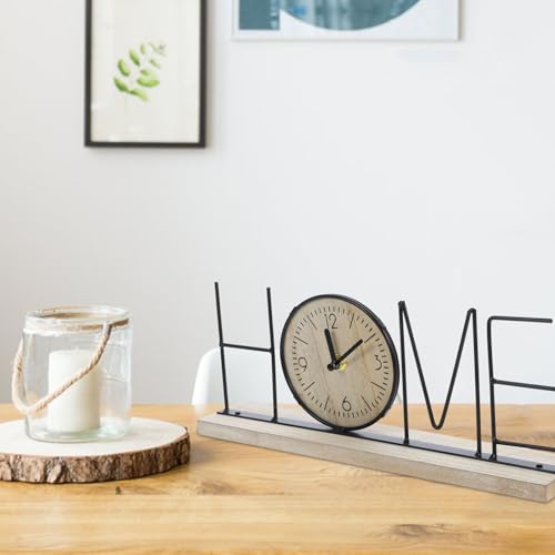 Reloj vintage de escritorio sin batería silencioso negro 6