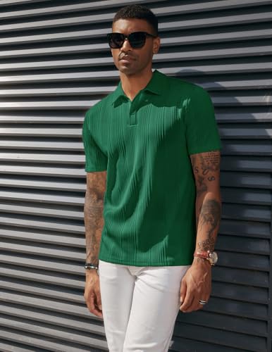 Image of PJ PAUL JONES Mens Polo Shirts Short Sleeve Textured Knit Polos