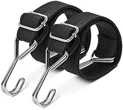 Yorkmills Bungee Cords with Hooks, 4 Pack 120cm Heavy Duty bungee straps with hooks, Adjustable Rubber Rope with Metal Buckle, Extra Strong Flat Elastic Straps for Luggage Roof Racks Moving Cargo
