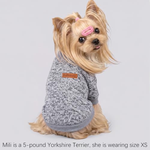 Image of 2 Pack Dog Sweaters for Small Dogs Girl Boy Winter Fleece Clothes Warm Soft Dog Sweatshirt Outfit for Dogs Cats Pet Apparel (Grey+Light Blue, M (Back: 13.7 inch,Chest: 17.7 inch, 10-14Ibs))