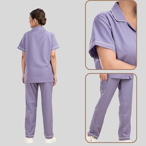Image of Unisex Nurse Uniform With Normal Length Half Sleeves Top With 2 Pockets Regular Fit Pant Two Side Pockets - Ideals for Hospital Staff /Clinics /Nanny Uniforms |