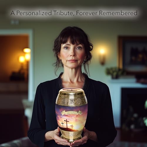 Image of Sunset Cremation Urn for Ashes for Women - Personalized Cremation Urns for Human Ashes Adult Female Decorative Urns - Beautifully Handcrafted Cross Urn