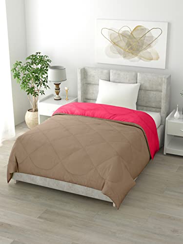 Image of Clasiko Reversible Single Bed Comforter; 60x90 Inches; 200GSM; Pink & Taupe