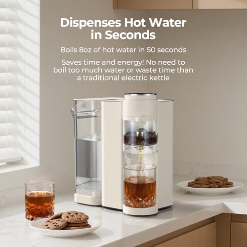 Narcissus T20 Tea Master Machine, 0.5-Gallon Instant Hot Water Dispenser Countertop for Tea Brewing, Rapidly Boil and Dispense, Adjustable Program Setting, BPA Free, White - Thumbnail 5