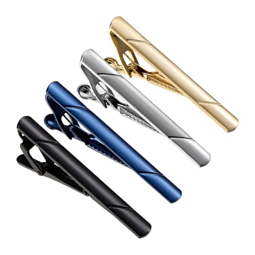 Vidsmow - Pinces à cravate EU 4 couleurs pour homme, pinces à cravate classiques en cuivre avec ressort solide, accessoires de cravate formels pour mariage, bureau, cadeau, barre à cravate fine élégante pour