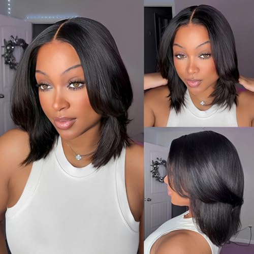 Changeful Bob Wig Human Hair Yaki Straight Glueless Wigs Human
