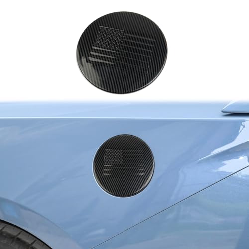 Fewshaw Carbon Fiber Style Fuel Tank Cover Gas Door Molding Accessories Trim for 2024-2025 Ford Mustang