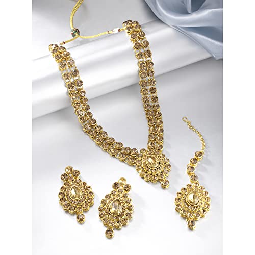 Image of Peora Traditional Ethnic Kundan Pearl Traditional Jewellery Set Gift for Women