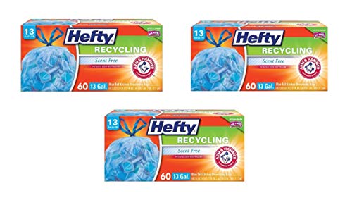 Hefty Trash Bags for The Recycling Bin - Blue, 13 Gallon (60 Count 3-Pack)
