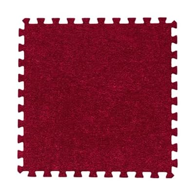 HZLXF1 16 Pcs Dark Red EVA Foam Puzzle Mats - Soft Plush Warm Playmat, Cozy Floor Carpet for Living Room & Bedroom, 30x30cm Interlocking Tiles