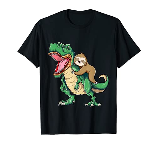 Funny Sloth Riding a T-Rex Dinosaur T-Shirt