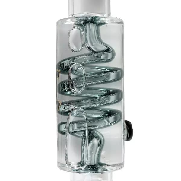 Inline Slit Black Leaf - Bong gel enfriador con espiral | Pipa de agua para fumar (Grey)