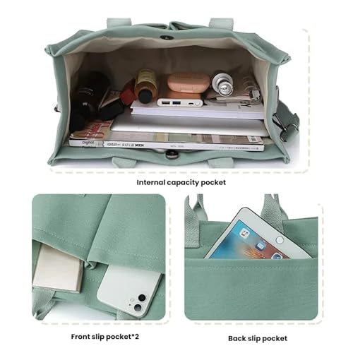 Utility Canvas Tote Bag for Women with Compartments Large Crossbody Bags Work Laptop Book Bag Travel Satchels Handbags3