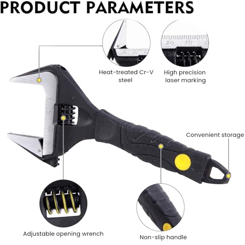 Zeguard 6 inch Adjustable Spanner, 34mm Wide Jaw Opening Adjustable Wrench, 165mm Plumbing Tools Set for Plumbers - Image 4