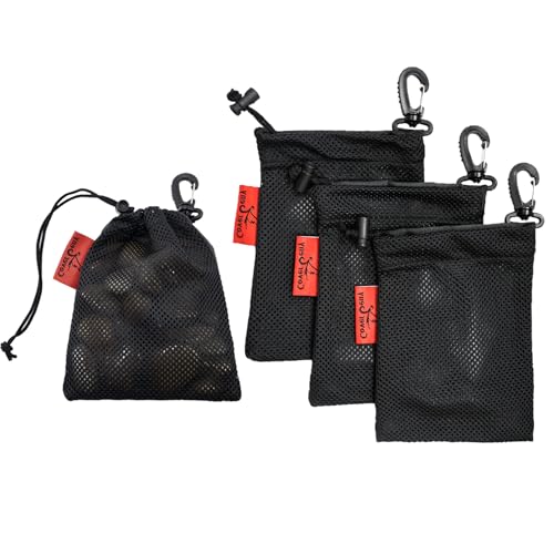 Small Mesh Foraging Bags with Clip 4 Pack Drawstring & Toggle Closure Foraging Pouch for Rock Collecting Mushroom Hunting Beachcombing Fastening Hook Nylon Harvesting Pouch for Adults Women 6x8
