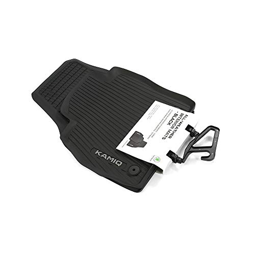 Skoda 658061502 Allwetterfußmatten 2X Gummimatten vorn Gummi Fußmatten schwarz, mit Kamiq Schriftzug