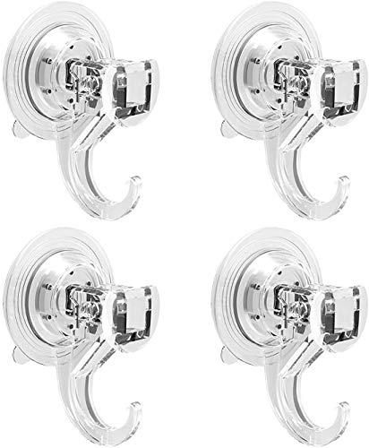 ZriEy Ganchos Ventosa Fuerte Perchas Grandes Individuales, Transparente Plástico, Ganchos Adhesivos Resistente al Agua, Ideal para Baño Cocina Ducha Ventana, etc. 4Piezas