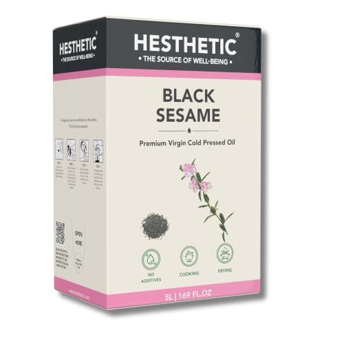 Image of HESTHETIC Cold Pressed Black Sesame (Gingelly) Oil 5L Bag-in-Box | Pure Kale Til Ka Tel | Unrefined Sesame Cooking Oil for Tempering, Stir-Fry, Noodles & Finishing