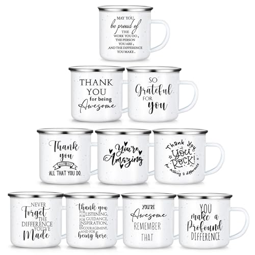 Set de 10 tazas esmaltadas blancas de 12 oz