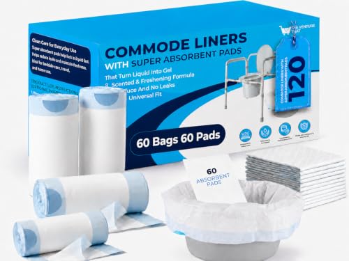 The Venture Cart 60 Disposable Commode Liners with 60 Absorbent Pads (120 Pack)